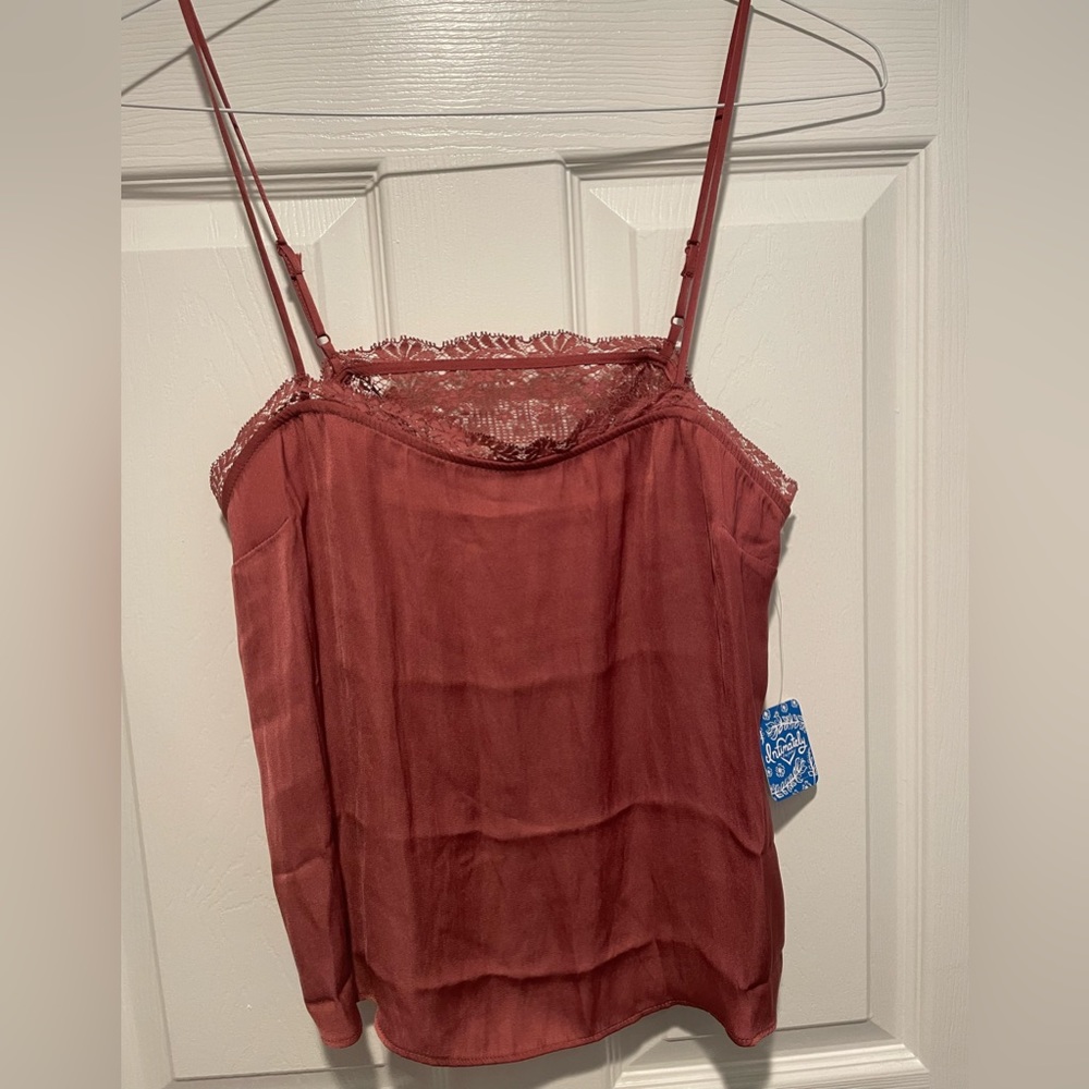 NWT Elegant Lace Trimmed Women's Top in Rust
